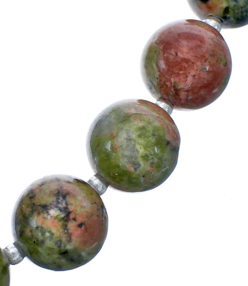 Sterling Silver Unakite Bead Necklace KX121083
